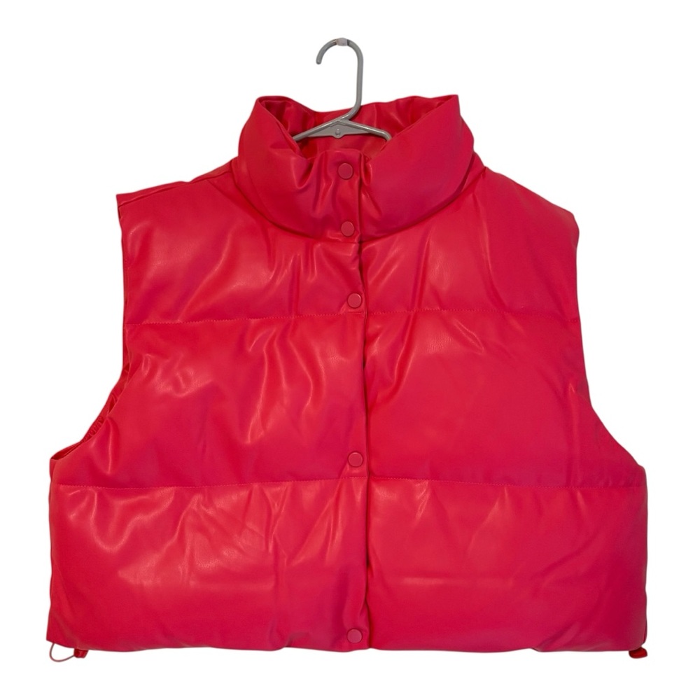 Simply‎ Southern Faux Leather Pink Cropped Puffer Vest NWT Size XXL